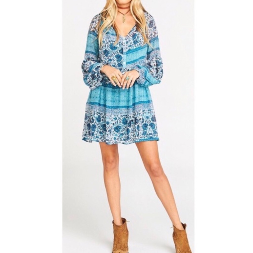 SMYM Sienna Swing Tunic Mini Dress in Blue Paisley